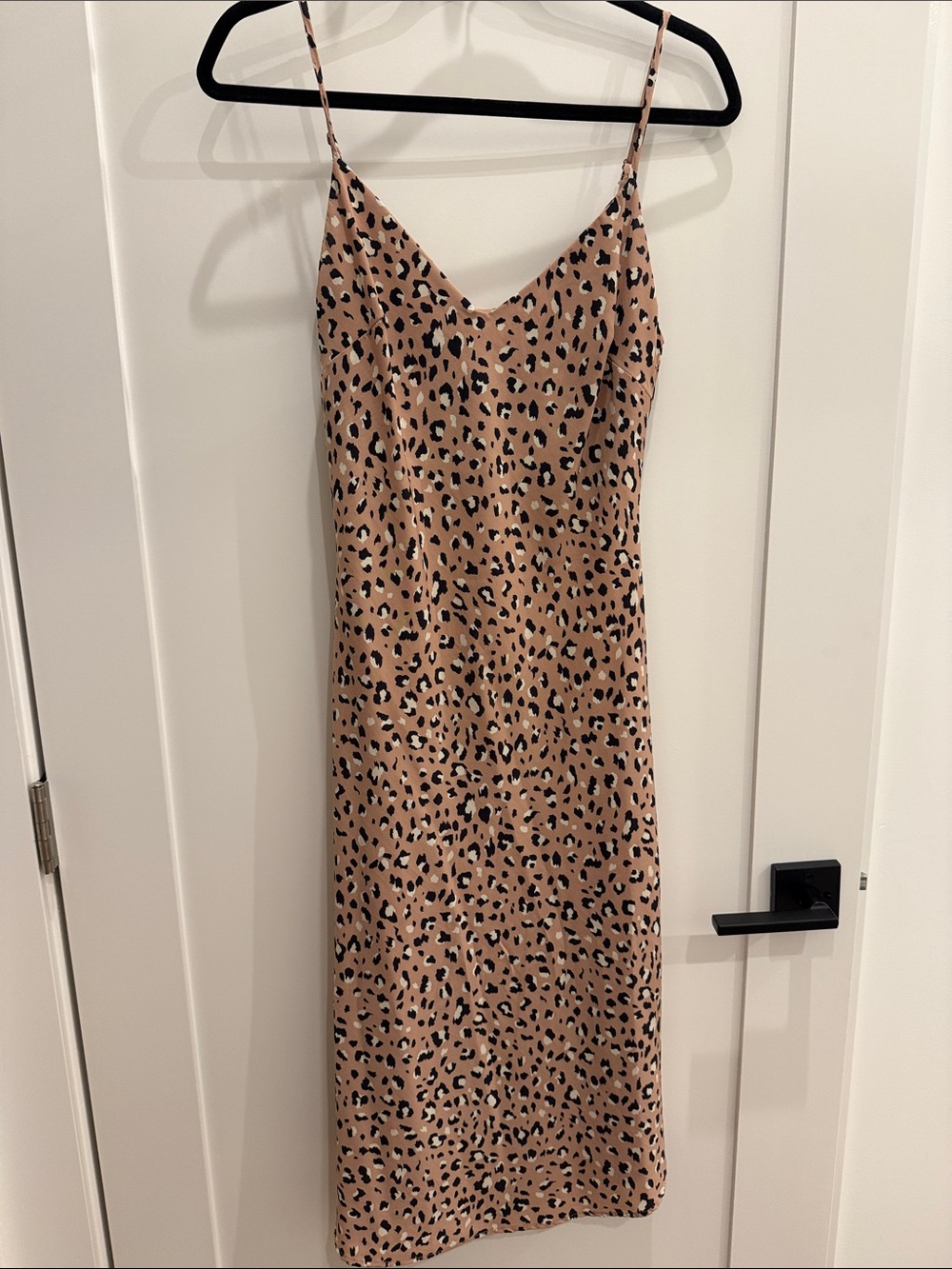 Audrey 3+1 Leopard-Print Slip Midi Dress in Tan, Black and Cream